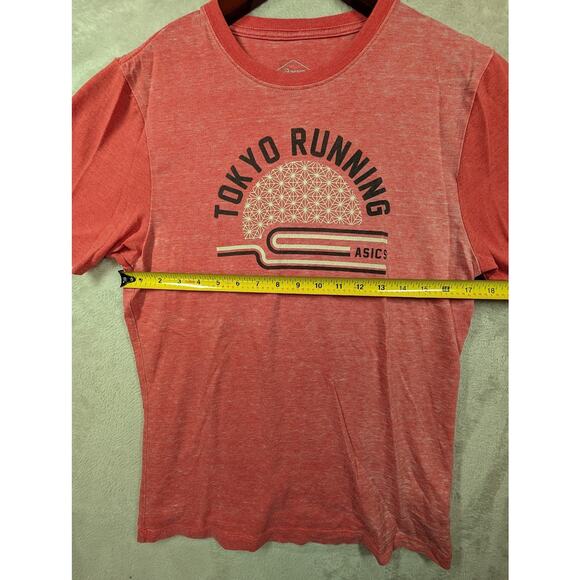 ASICS Tokyo Running Shirt Red Crew Neck Faded T Men’s Size L - Picture 4 of 6